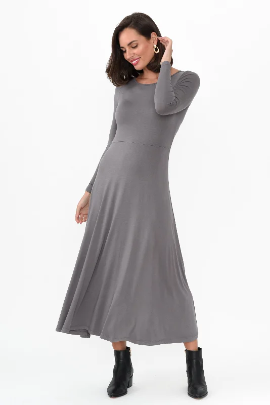 Olivia Grey Bamboo Sleeved Dress