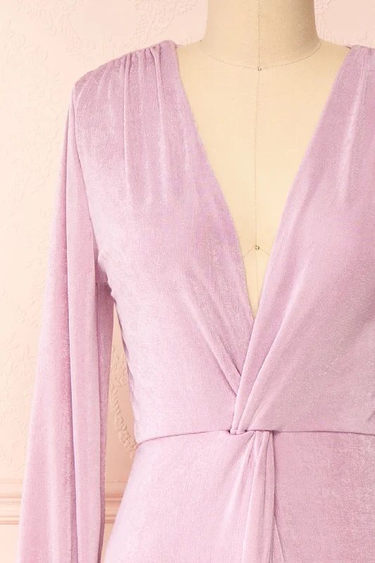 Shaina | Knot Front Lilac Maxi Dress