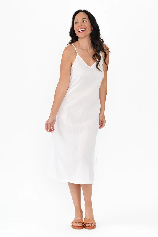 White Cotton Maxi Slip Dress