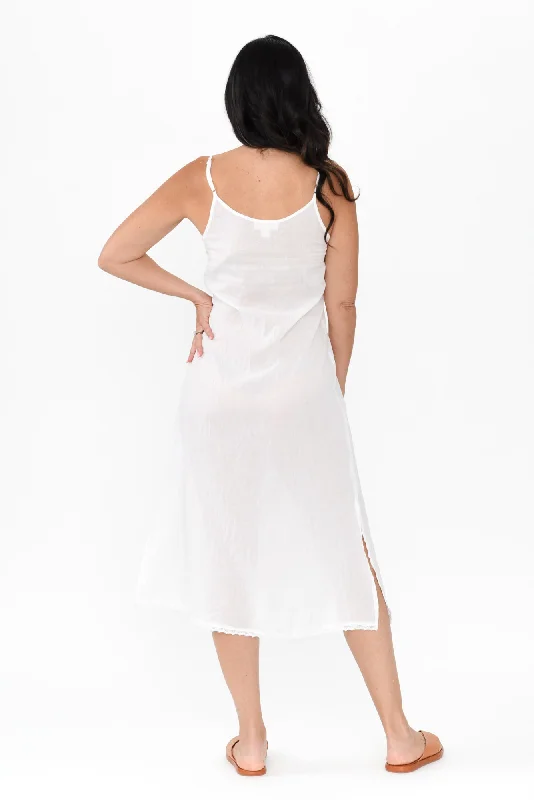 White Cotton Maxi Slip Dress