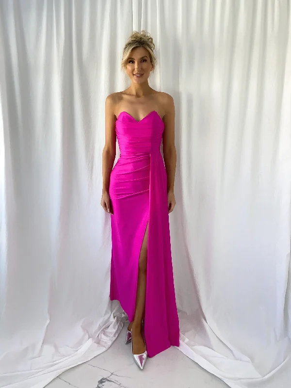 Agathe Off The Shoulder Maxi Dress - Fuchsia