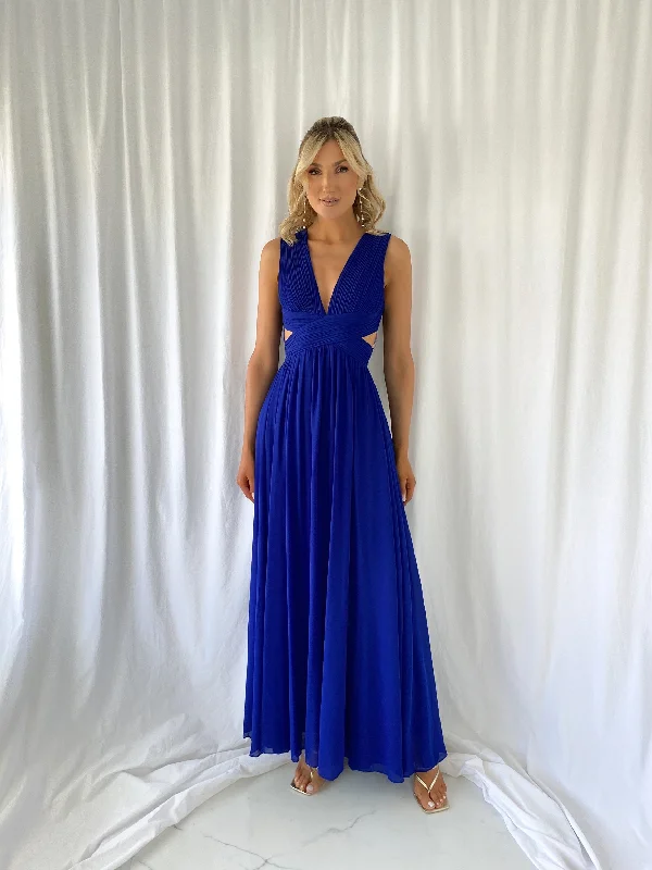 Edina Cut Out Maxi Dress - Royal Blue