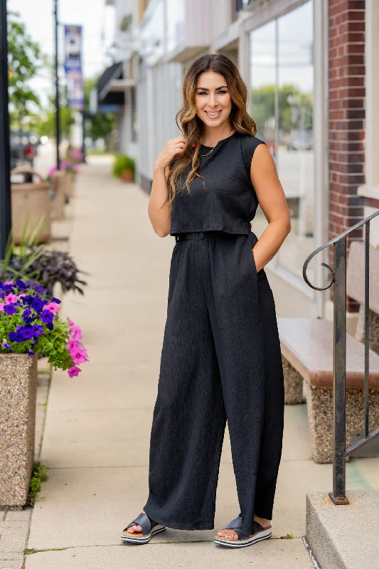 Faux Layered Tie Back Jumpsuit