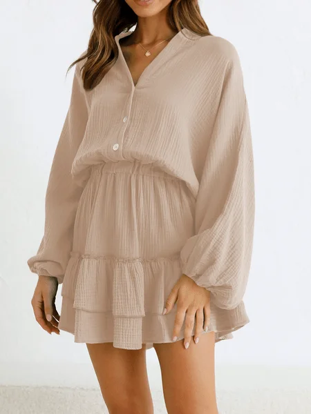 Long Sleeve Tiered Mini Dress