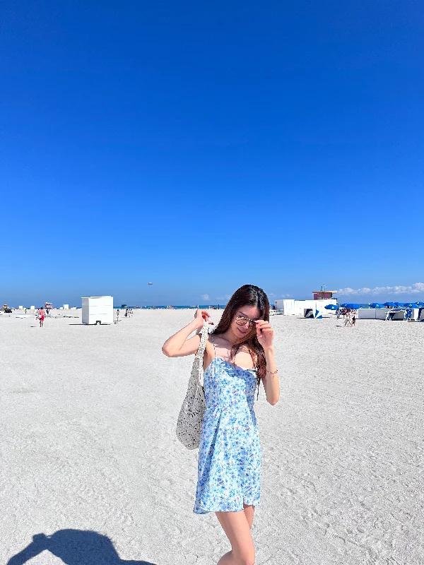 Sky Blue Floral Mini Dress