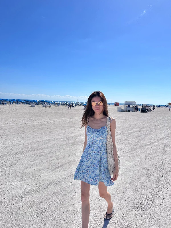 Sky Blue Floral Mini Dress