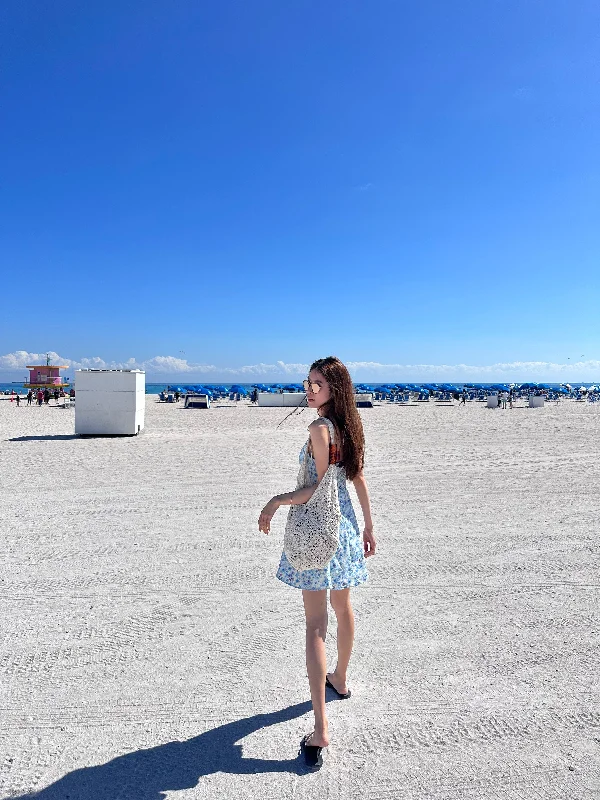 Sky Blue Floral Mini Dress