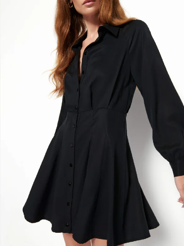 TANYA BUTTON UP MINI DRESS IN BLACK