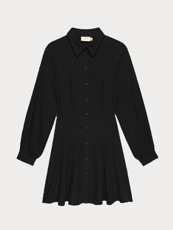 TANYA BUTTON UP MINI DRESS IN BLACK