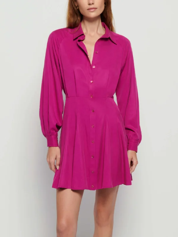 TANYA BUTTON UP MINI DRESS IN MISS MAGENTA