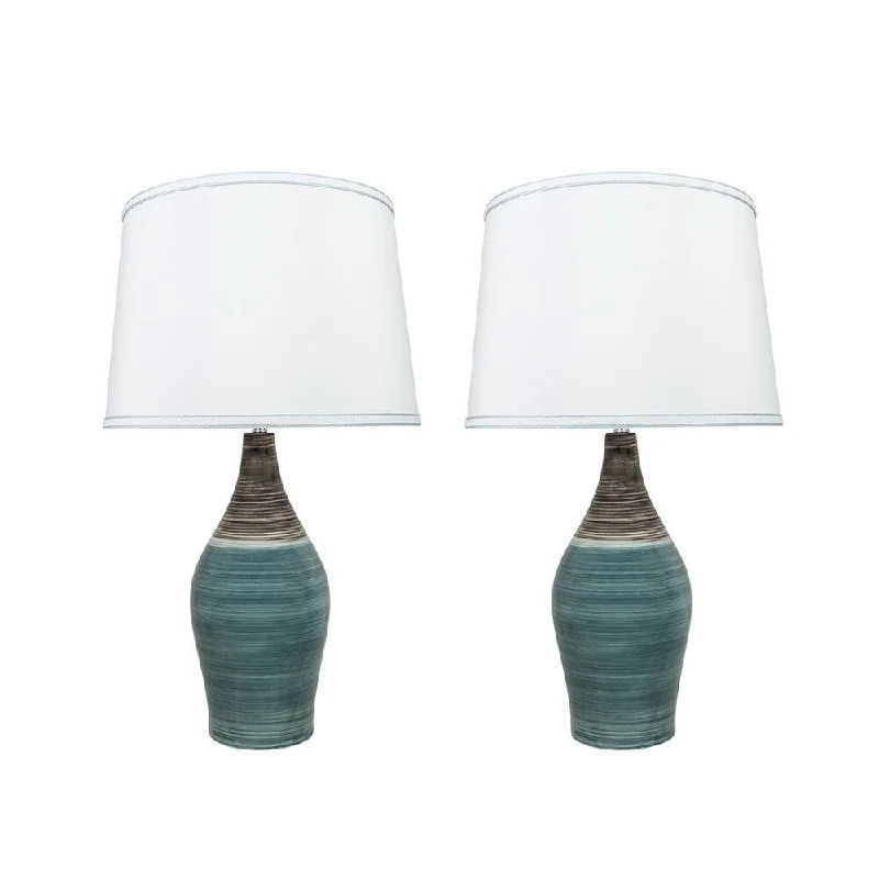 coastal style table lamps with nautical elements for beach housescoastal style table lamps with nautical elements for beach housesAspen Creative 27.5" Brown & Blue Ceramic Table Lamp (Set of 2)